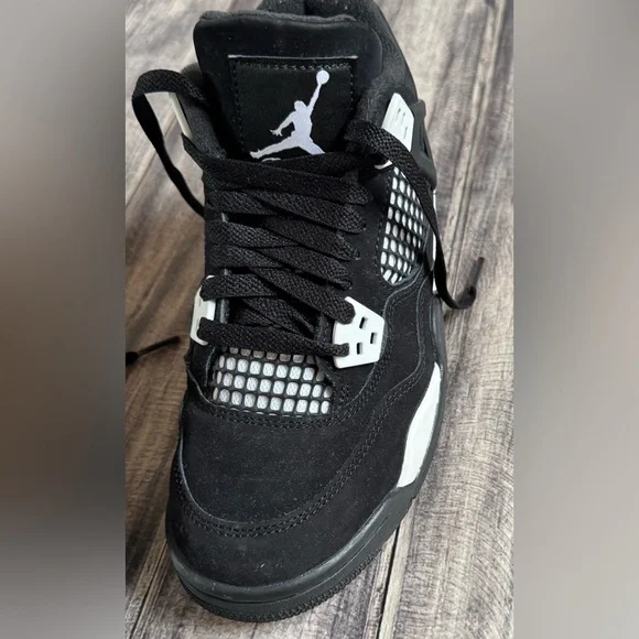 Nike Air Jordan 4 Retro White Thunder/Black Suede Sneakers 4.5 Y - Picture 3 of 10